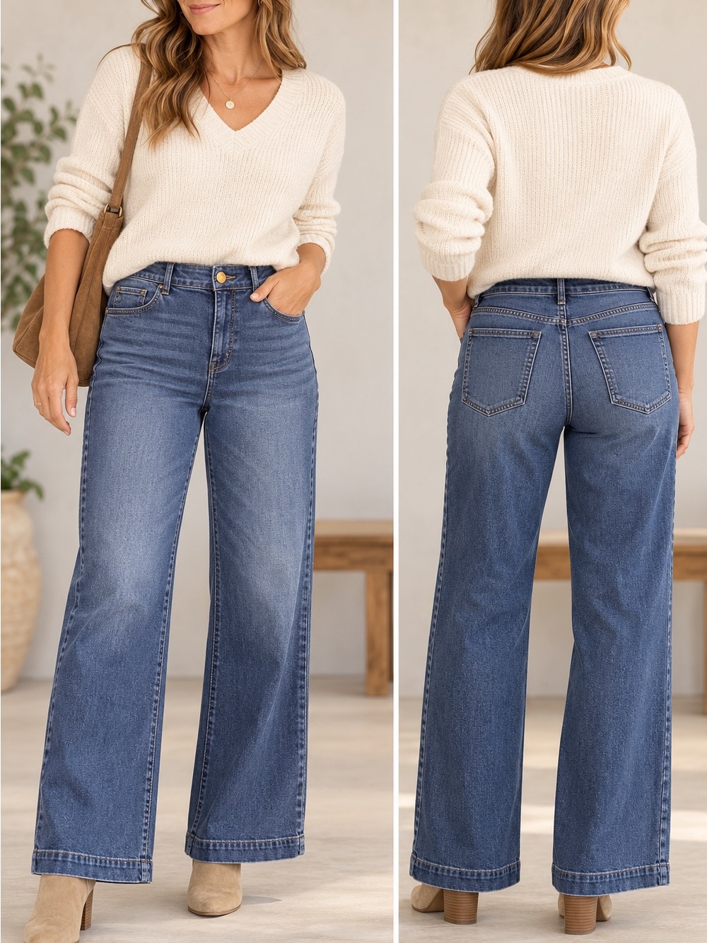 Wit & Wisdom Gracie Skyrise Wide Leg Jeans Medium Wash Size